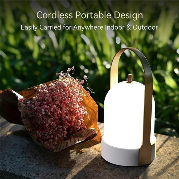 Portable LED Outdoor Table Lamp Waterproof, 4000mAh Battery Operated Cordless - Picture 3 of 5